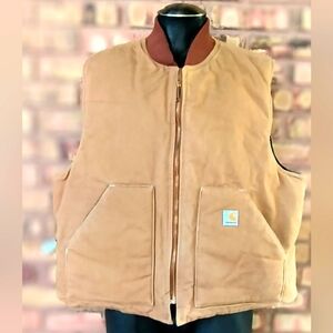Vintage 90s Carhartt Vest V01 BRN  Black Quilted Lining Men's 2XL